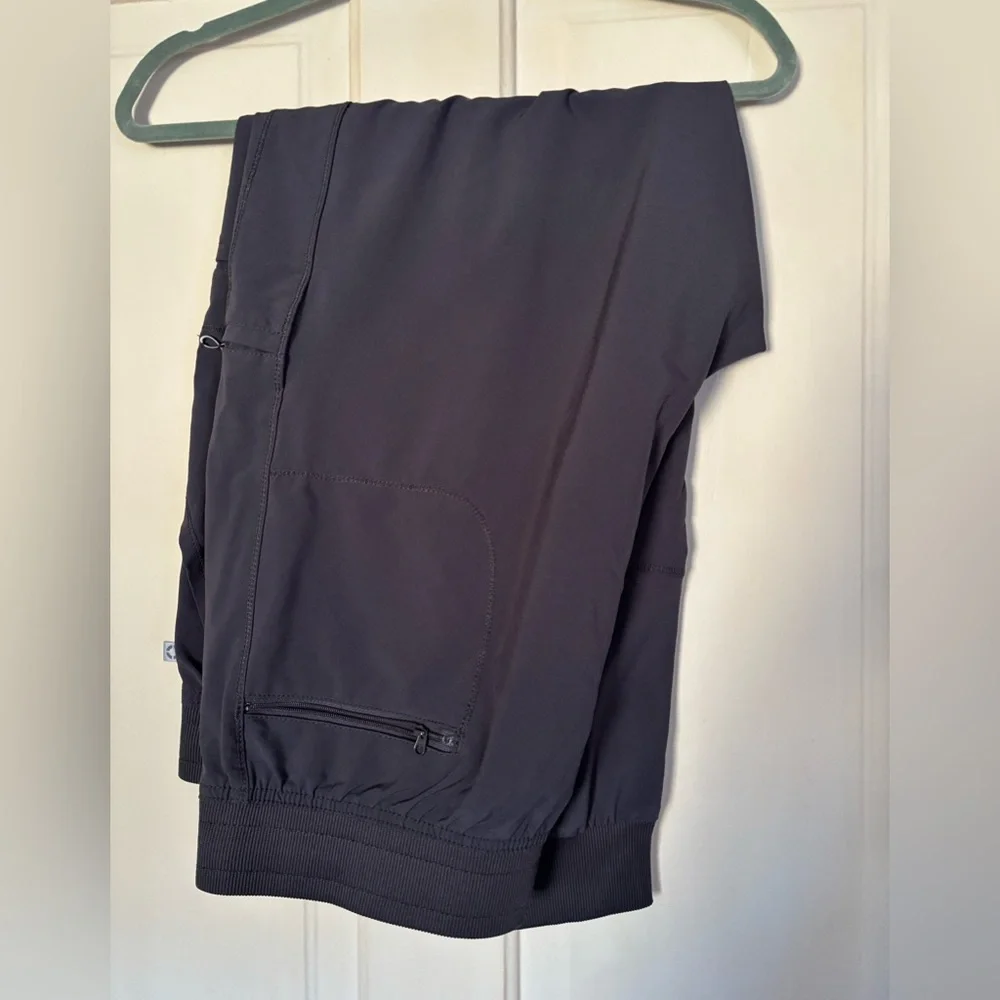 Cherokee Infinity Women's Rib Trim 6-Pocket Jogger Scrub Pant Pewter Gray XL - Picture 2 of 4